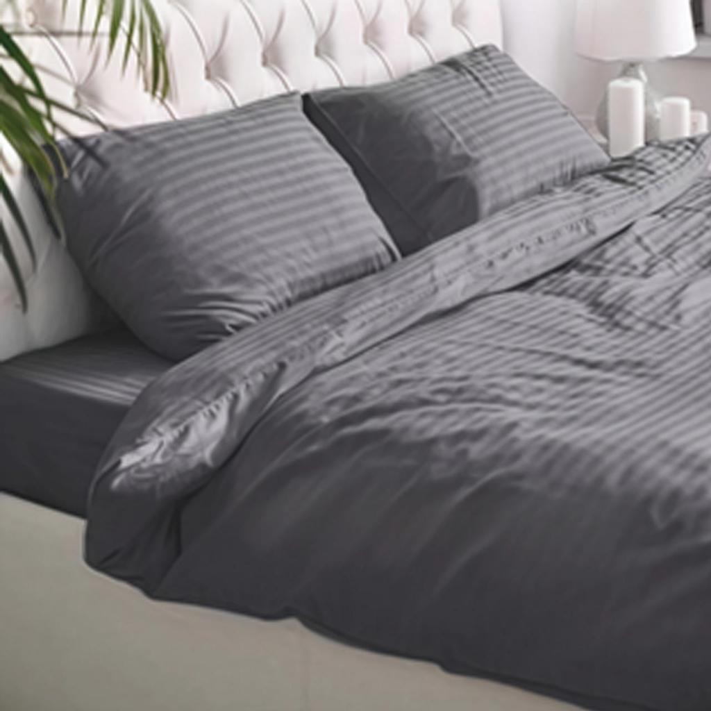 1200 Thread Count Fitted Emboss Micro Satin Bedsheet Set with 2 Pillow Cases & Bolster Case