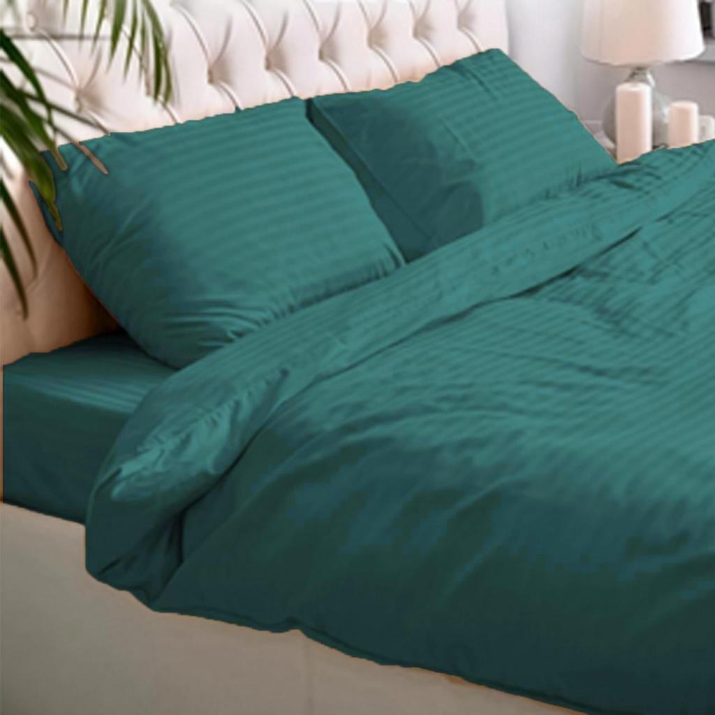 1200 Thread Count Fitted Emboss Micro Satin Bedsheet Set with 2 Pillow Cases & Bolster Case