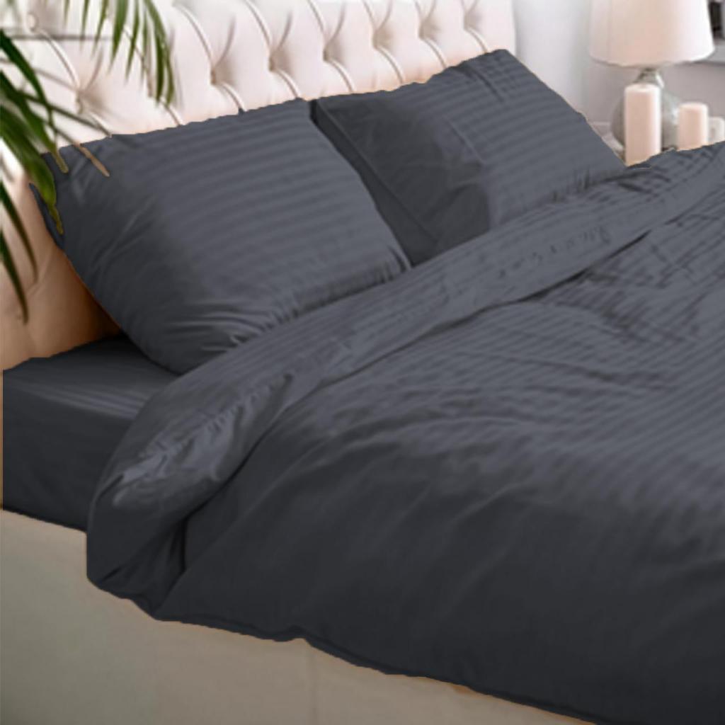 1200 Thread Count Fitted Emboss Micro Satin Bedsheet Set with 2 Pillow Cases & Bolster Case
