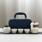 Portable Ceramic Tea Set with Premium Carrying Case | 3 Tea Cups, Teapot & Tea Caddy | Travel Tea Gift Set